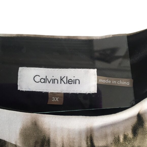 Calvin Klein Shirt Womens 3X Ruched Stretch Sleeveless Abstract Print Plus Size - Picture 14 of 14